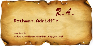 Rothman Adrián névjegykártya